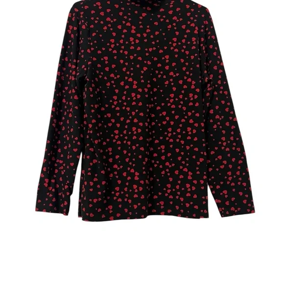 Elegant Black and Red Polka Dot Turtleneck Blouse - Picture 3 of 9